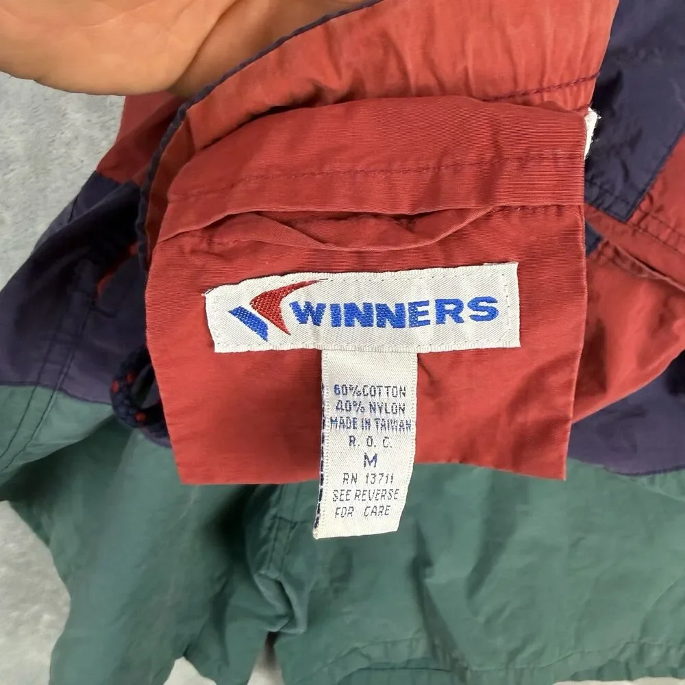 Winners Colorblock Swim Trunks Shorts Vintage 90s Teal Purple Red Medium